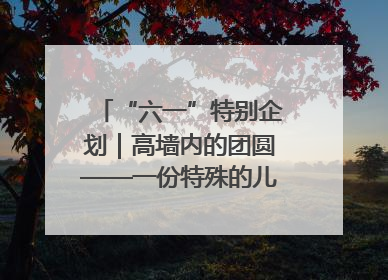 “六一”特别企划｜高墙内的团圆——一份特殊的儿童节礼物