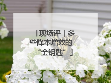 现场评｜多些降本增效的“金钥匙”