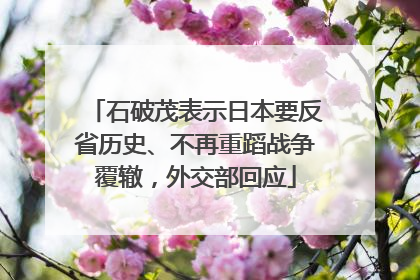 石破茂表示日本要反省历史、不再重蹈战争覆辙，外交部回应