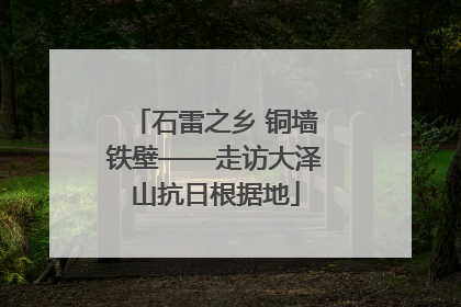 石雷之乡 铜墙铁壁——走访大泽山抗日根据地