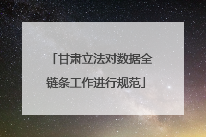 甘肃立法对数据全链条工作进行规范