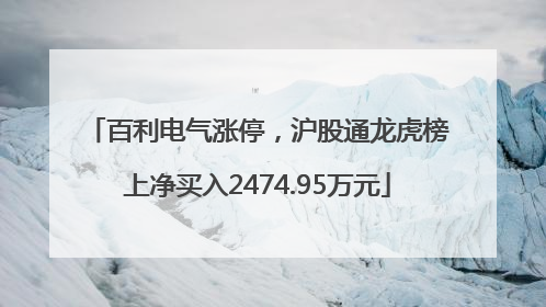 百利电气涨停，沪股通龙虎榜上净买入2474.95万元