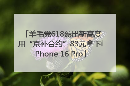羊毛党618薅出新高度 用“京补合约”83元拿下iPhone 16 Pro