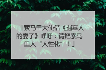 索马里大使借《掘墓人的妻子》呼吁：请把索马里人“人性化”！