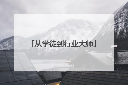 从学徒到行业大师
