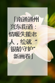 南通通州兴东街道：情暖失能老人，绘就“银龄守护”新画卷