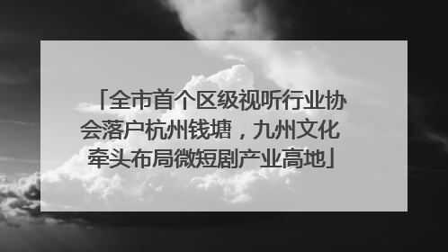 全市首个区级视听行业协会落户杭州钱塘，九州文化牵头布局微短剧产业高地