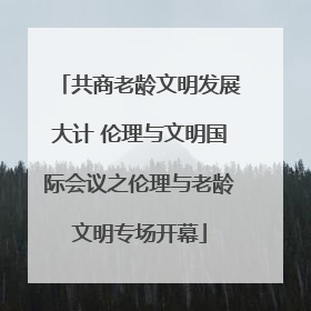 共商老龄文明发展大计 伦理与文明国际会议之伦理与老龄文明专场开幕