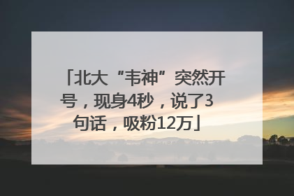 北大“韦神”突然开号，现身4秒，说了3句话，吸粉12万