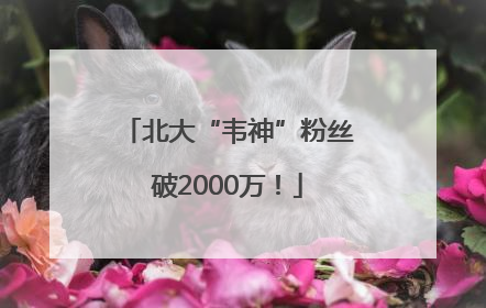 北大“韦神”粉丝破2000万！