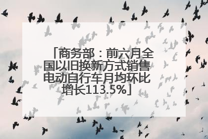 商务部：前六月全国以旧换新方式销售电动自行车月均环比增长113.5%
