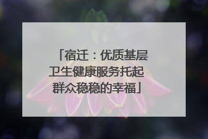 宿迁：优质基层卫生健康服务托起群众稳稳的幸福