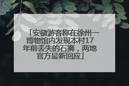 安徽游客称在徐州一博物馆内发现本村17年前丢失的石狮，两地官方最新回应