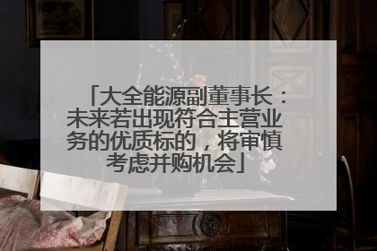 大全能源副董事长：未来若出现符合主营业务的优质标的，将审慎考虑并购机会