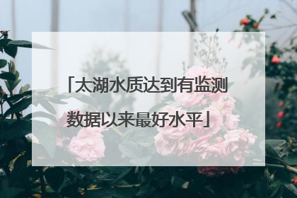 太湖水质达到有监测数据以来最好水平