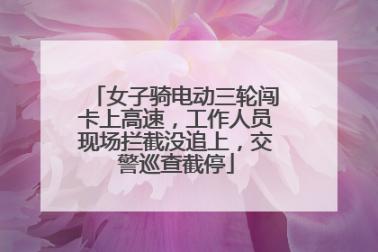 女子骑电动三轮闯卡上高速，工作人员现场拦截没追上，交警巡查截停