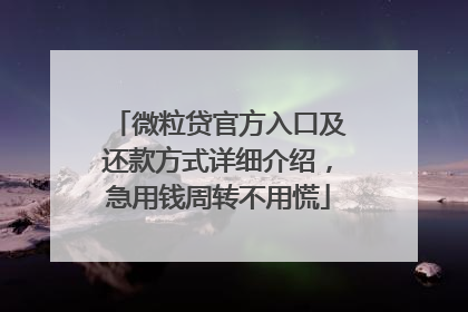 微粒贷官方入口及还款方式详细介绍，急用钱周转不用慌