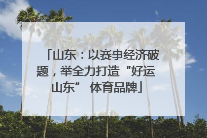 山东：以赛事经济破题，举全力打造“好运山东” 体育品牌