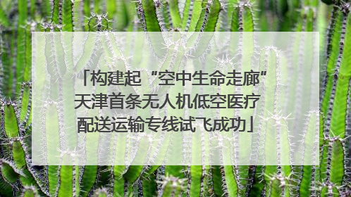 构建起“空中生命走廊” 天津首条无人机低空医疗配送运输专线试飞成功