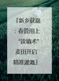 新乡获嘉：春管用上“读墒术” 麦田开启精准灌溉
