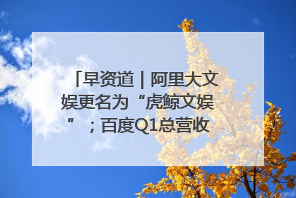 早资道｜阿里大文娱更名为“虎鲸文娱”；百度Q1总营收325亿元超预期