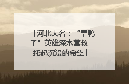 河北大名：“旱鸭子”英雄深水营救 托起沉没的希望