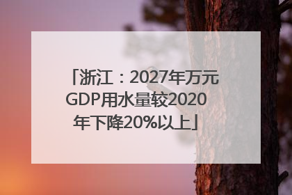 浙江：2027年万元GDP用水量较2020年下降20%以上