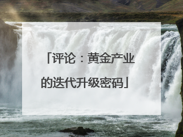 评论：黄金产业的迭代升级密码
