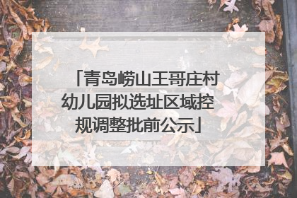 青岛崂山王哥庄村幼儿园拟选址区域控规调整批前公示
