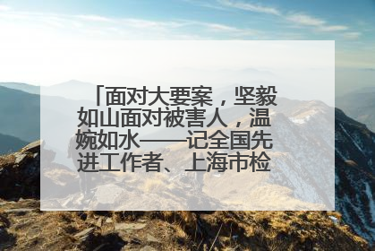 面对大要案，坚毅如山面对被害人，温婉如水——记全国先进工作者、上海市检察院经济犯罪检察部主任马玮玮