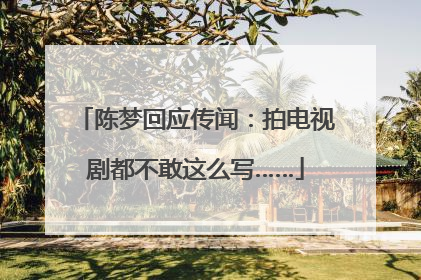 陈梦回应传闻：拍电视剧都不敢这么写……