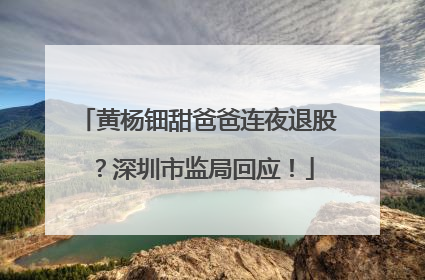黄杨钿甜爸爸连夜退股？深圳市监局回应！