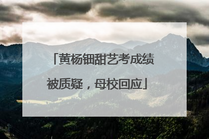 黄杨钿甜艺考成绩被质疑，母校回应