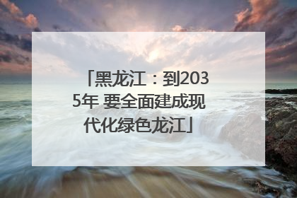 黑龙江：到2035年 要全面建成现代化绿色龙江