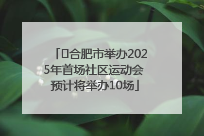 ﻿合肥市举办2025年首场社区运动会 预计将举办10场