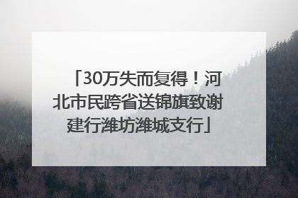 30万失而复得！河北市民跨省送锦旗致谢建行潍坊潍城支行